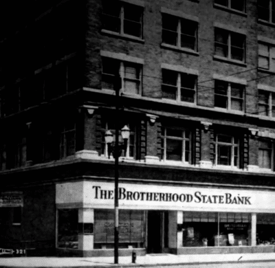 The Brotherhood State Bank building when it first opened