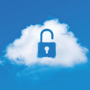 Lock symbol floating in cloud