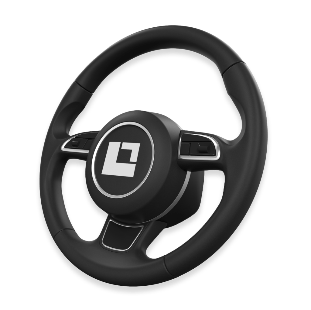 Steering wheel with bank of labor logo in the center