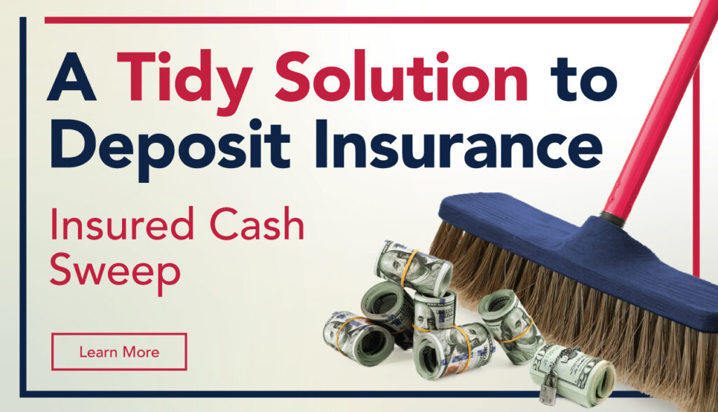 Broom sweeping rolls of money insured cash sweep learn more