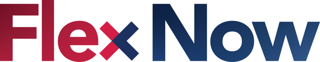Flex Now Logo in red and blue